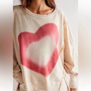 NWOT We The Free Graphic Camden Pullover Heart size- LARGE